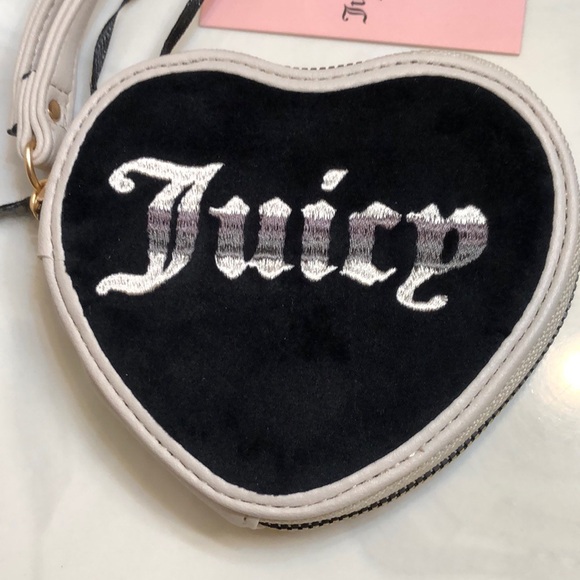 Juicy Couture Retro Vibe Liquorice & Angel Heart Zip Around Wristlet NWT - Picture 14 of 15